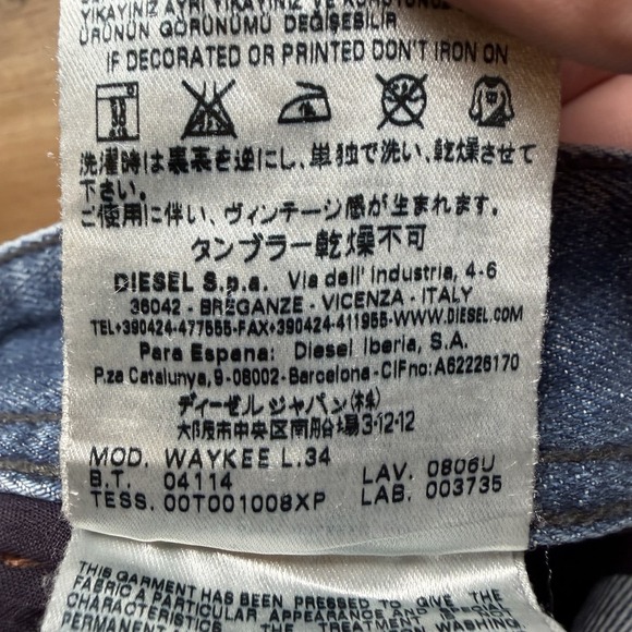 Diesel Waykee Jeans Men 36x30 Blue Straight Leg Medium Wash Faded Denim 0806U - Picture 11 of 16